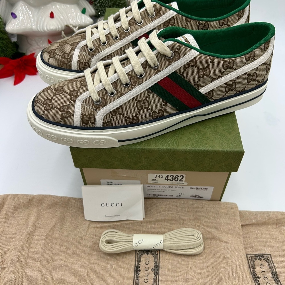 Gucci tennis 1977 low top GG canvas sneaker sized 11.5 fits 12 US made in Italy - Picture 6 of 12